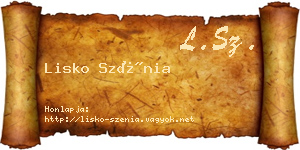 Lisko Szénia névjegykártya